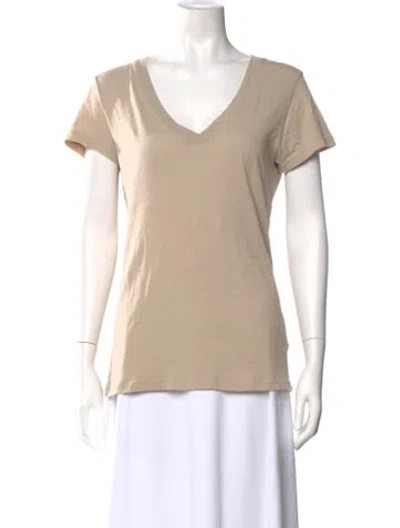 Pre-owned L'agence V-neck Short Sleeve T-shirt In Neutral