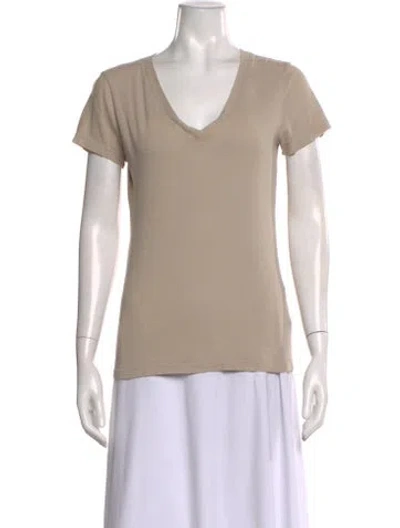 Pre-owned L'agence V-neck Short Sleeve T-shirt In Neutral
