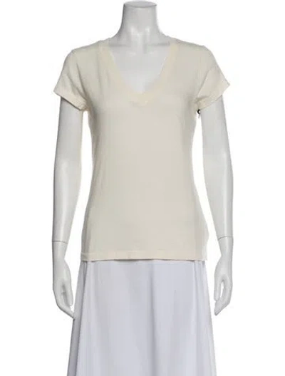 Pre-owned L'agence V-neck Short Sleeve T-shirt In Neutral