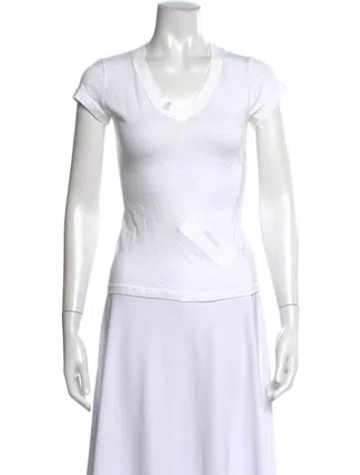 Pre-owned L'agence V-neck Short Sleeve T-shirt In Neutrals