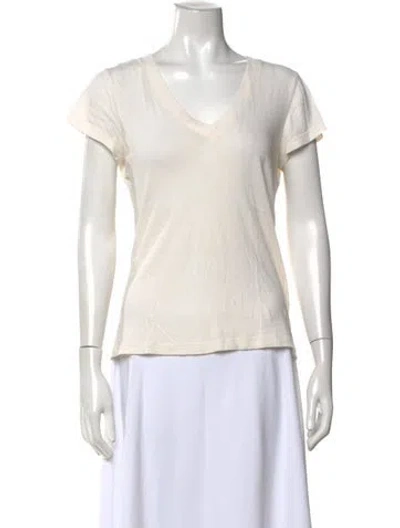 Pre-owned L'agence V-neck Short Sleeve T-shirt In Neutrals