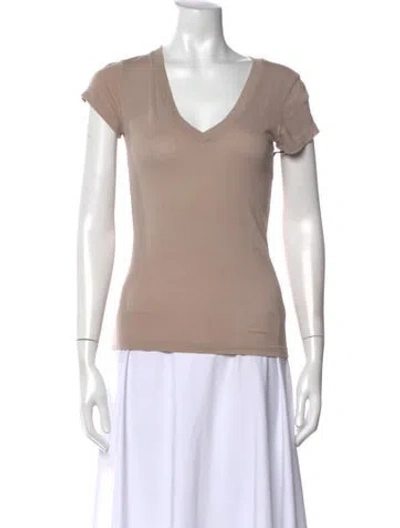 Pre-owned L'agence V-neck Short Sleeve T-shirt W/ Tags In Neutral