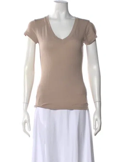 Pre-owned L'agence V-neck Short Sleeve T-shirt W/ Tags In Neutral