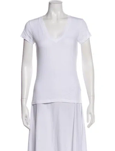 Pre-owned L'agence V-neck Short Sleeve T-shirt In White