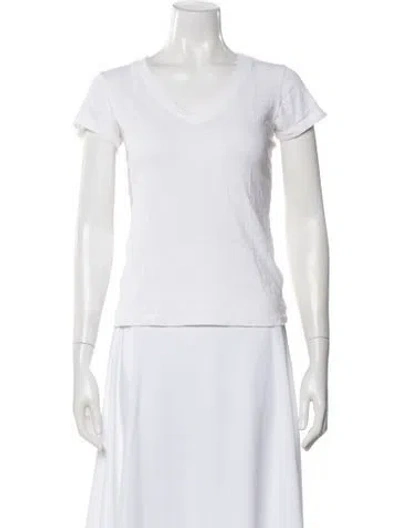 Pre-owned L'agence V-neck Short Sleeve T-shirt In White