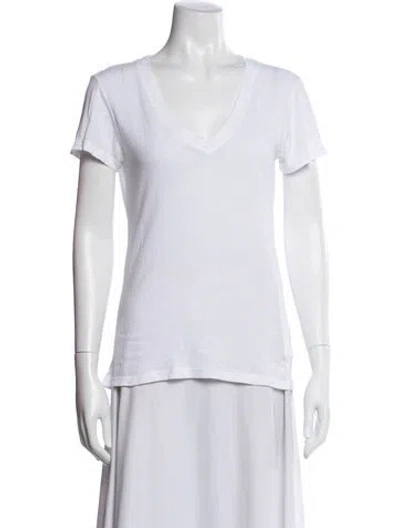 Pre-owned L'agence V-neck Short Sleeve T-shirt In White