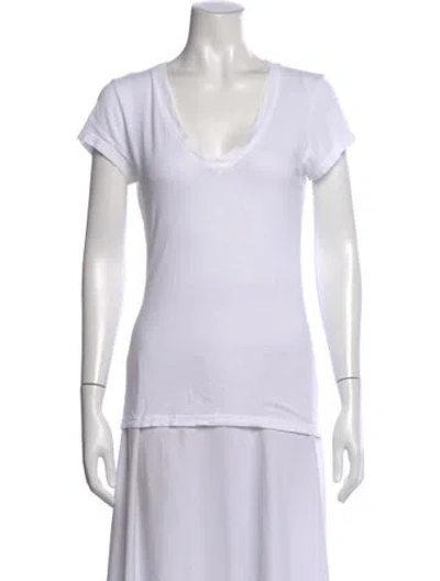 Pre-owned L'agence V-neck Short Sleeve T-shirt In White