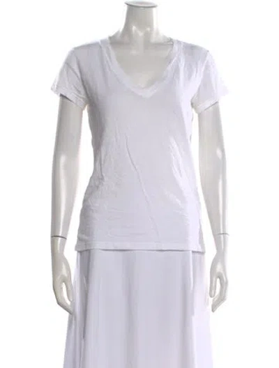 Pre-owned L'agence V-neck Short Sleeve T-shirt In White