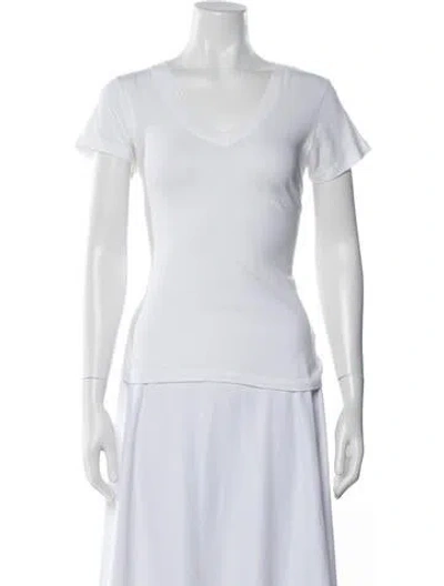 Pre-owned L'agence V-neck Short Sleeve T-shirt In White