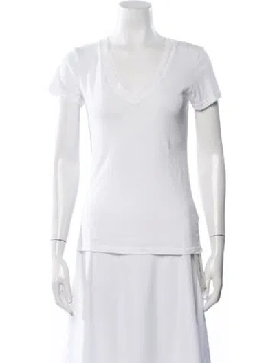 Pre-owned L'agence V-neck Short Sleeve T-shirt In White