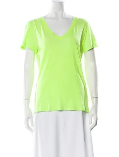 Pre-owned L'agence V-neck Short Sleeve T-shirt In Yellow