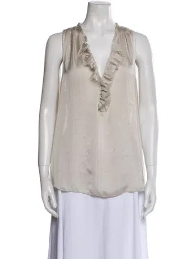 Pre-owned L'agence V-neck Sleeveless Blouse In Neutral