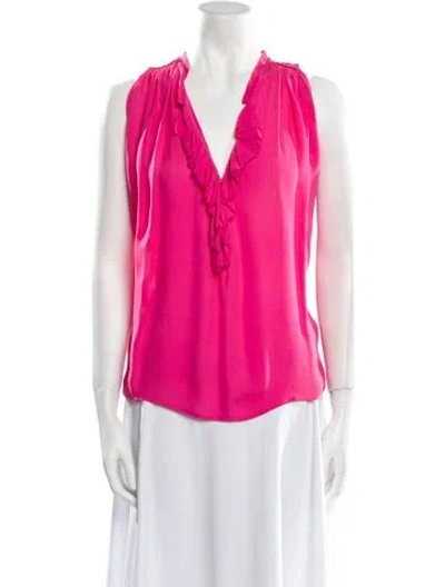 Pre-owned L'agence V-neck Sleeveless Blouse In Pink