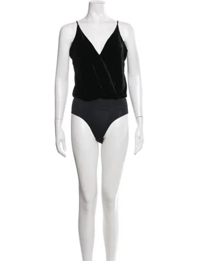 Pre-owned L'agence V-neck Sleeveless Bodysuit In Black