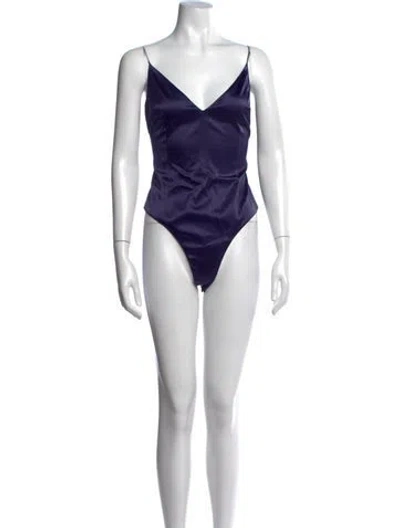 Pre-owned L'agence V-neck Sleeveless Bodysuit In Black