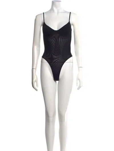 Pre-owned L'agence V-neck Sleeveless Bodysuit In Multi