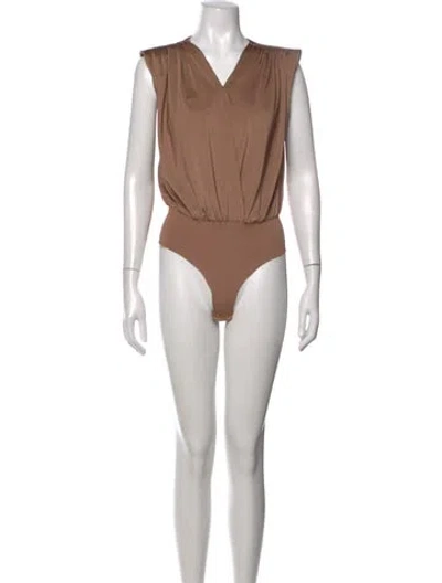 Pre-owned L'agence V-neck Sleeveless Bodysuit In Neutrals