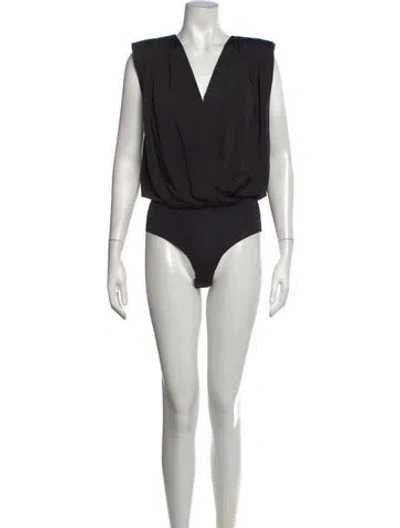 Pre-owned L'agence V-neck Sleeveless Bodysuit W/ Tags In Black