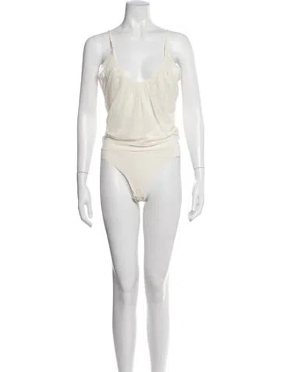Pre-owned L'agence V-neck Sleeveless Bodysuit W/ Tags In Neutrals
