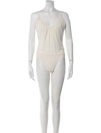 Pre-owned L'agence V-neck Sleeveless Bodysuit W/ Tags In Neutrals