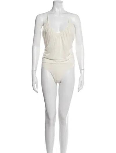 Pre-owned L'agence V-neck Sleeveless Bodysuit W/ Tags In White