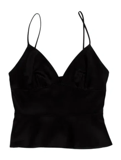 Pre-owned L'agence V-neck Sleeveless Crop Top In Black