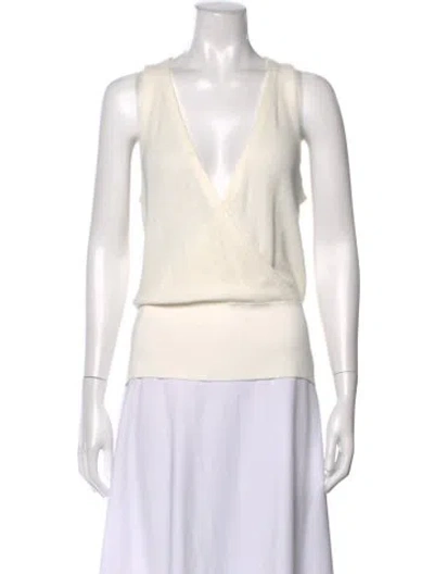 Pre-owned L'agence V-neck Sleeveless Top In Neutral