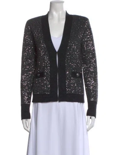 Pre-owned L'agence V-neck Sweater In Black