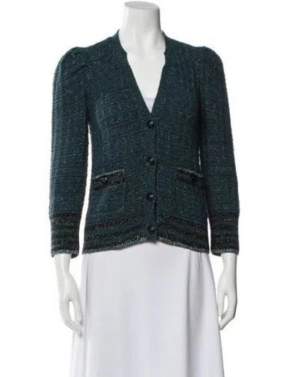 Pre-owned L'agence V-neck Sweater In Blue