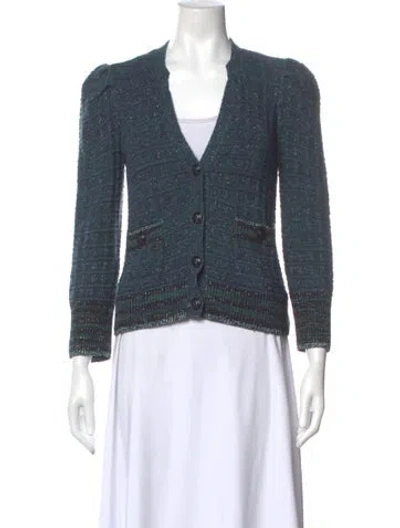 Pre-owned L'agence V-neck Sweater In Blue