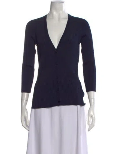 Pre-owned L'agence V-neck Sweater In Blue