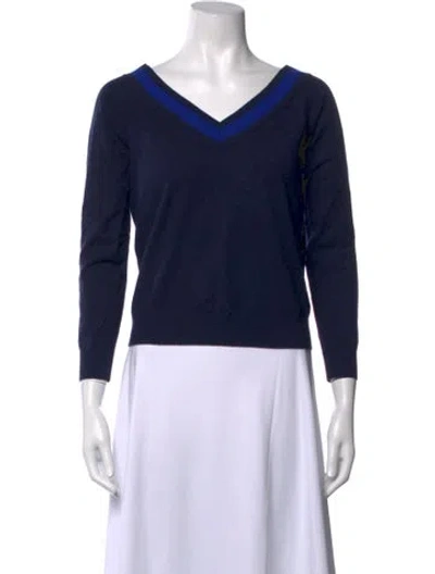 Pre-owned L'agence V-neck Sweater In Blue