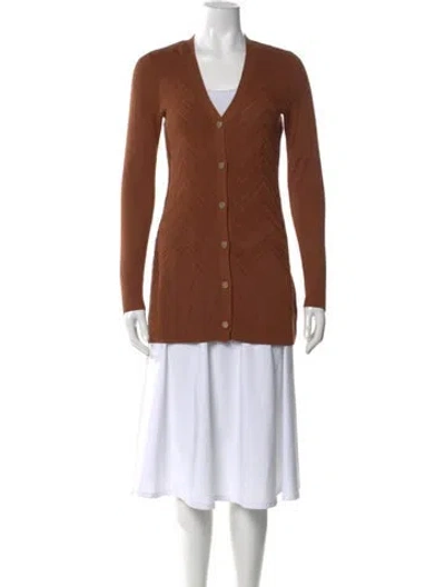 Pre-owned L'agence V-neck Sweater In Brown