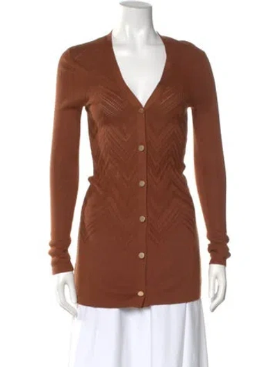 Pre-owned L'agence V-neck Sweater In Brown