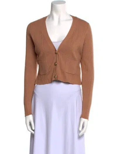 Pre-owned L'agence V-neck Sweater In Brown