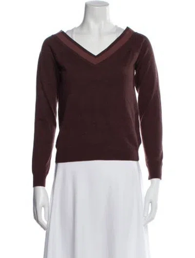 Pre-owned L'agence V-neck Sweater In Brown