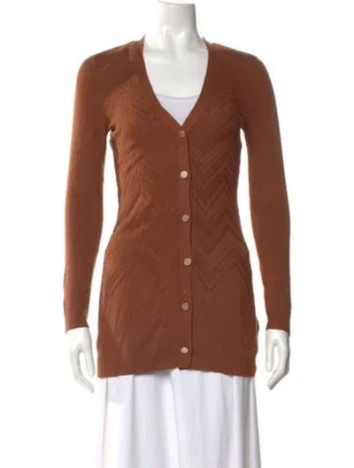 Pre-owned L'agence V-neck Sweater In Brown