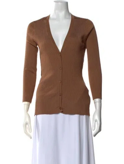 Pre-owned L'agence V-neck Sweater In Brown
