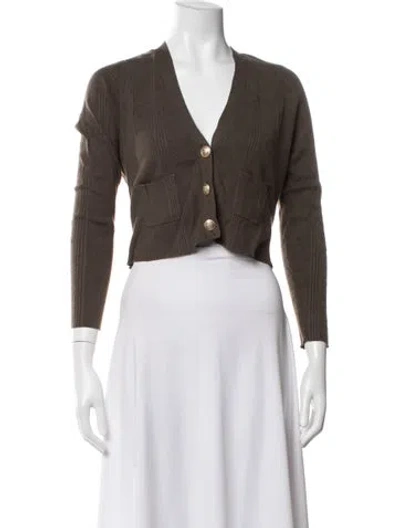Pre-owned L'agence V-neck Sweater In Brown