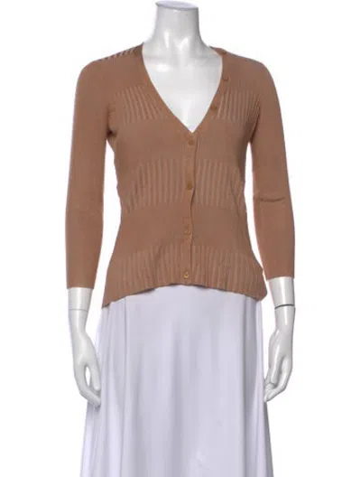 Pre-owned L'agence V-neck Sweater In Brown