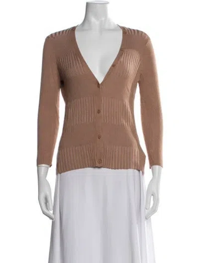 Pre-owned L'agence V-neck Sweater In Brown/neutrals