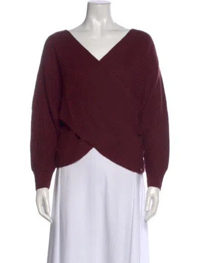 Pre-owned L'agence V-neck Sweater In Burgundy