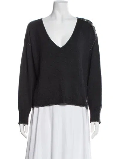Pre-owned L'agence V-neck Sweater In Gray