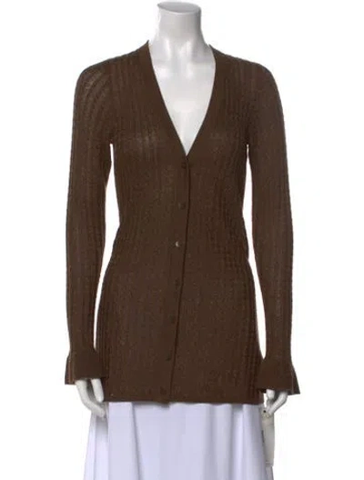 Pre-owned L'agence V-neck Sweater In Green