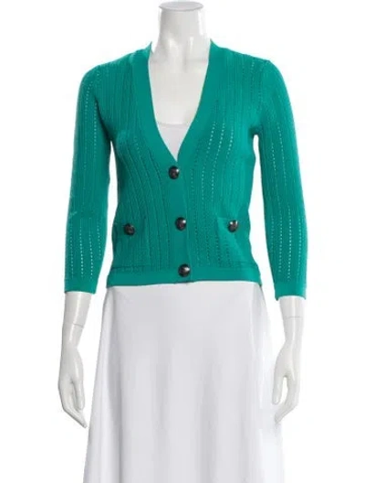 Pre-owned L'agence V-neck Sweater In Green