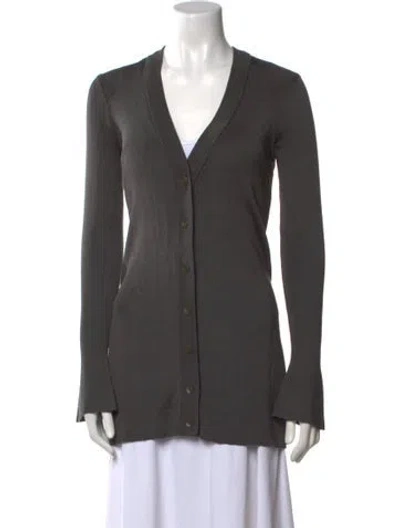 Pre-owned L'agence V-neck Sweater In Green