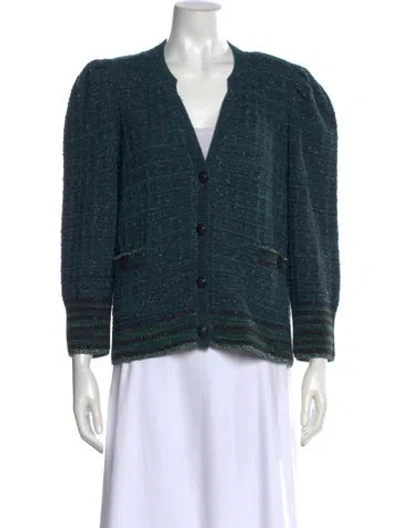 Pre-owned L'agence V-neck Sweater In Green