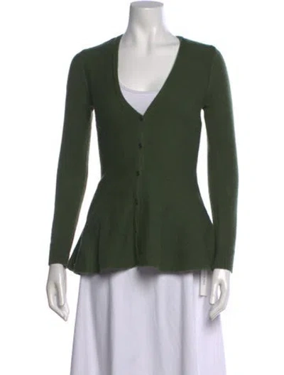 Pre-owned L'agence V-neck Sweater In Green