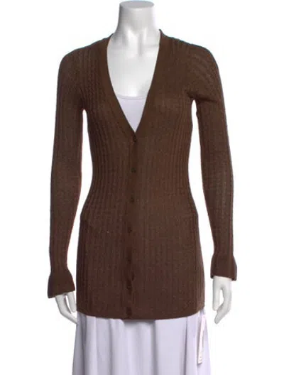 Pre-owned L'agence V-neck Sweater In Green