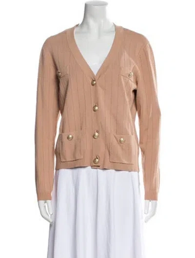 Pre-owned L'agence V-neck Sweater In Neutral